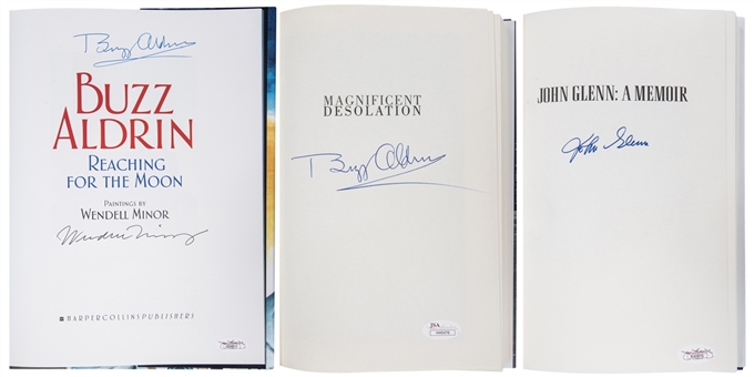 Lot of (3) Astronaut Single Signed Memoirs Signed By Buzz Aldrin & John Glenn (JSA)